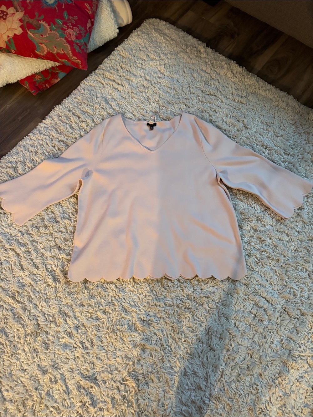 Talbots Pale Pink V-Neck Scallop-Hem Tunic